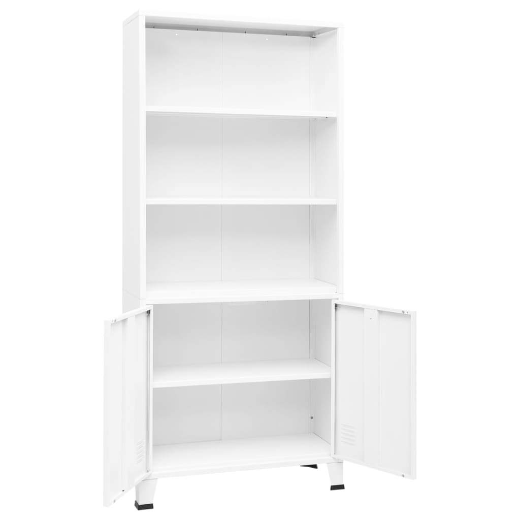 Industrial Bookshelf White 31.5"x12.6"x70.9" Steel