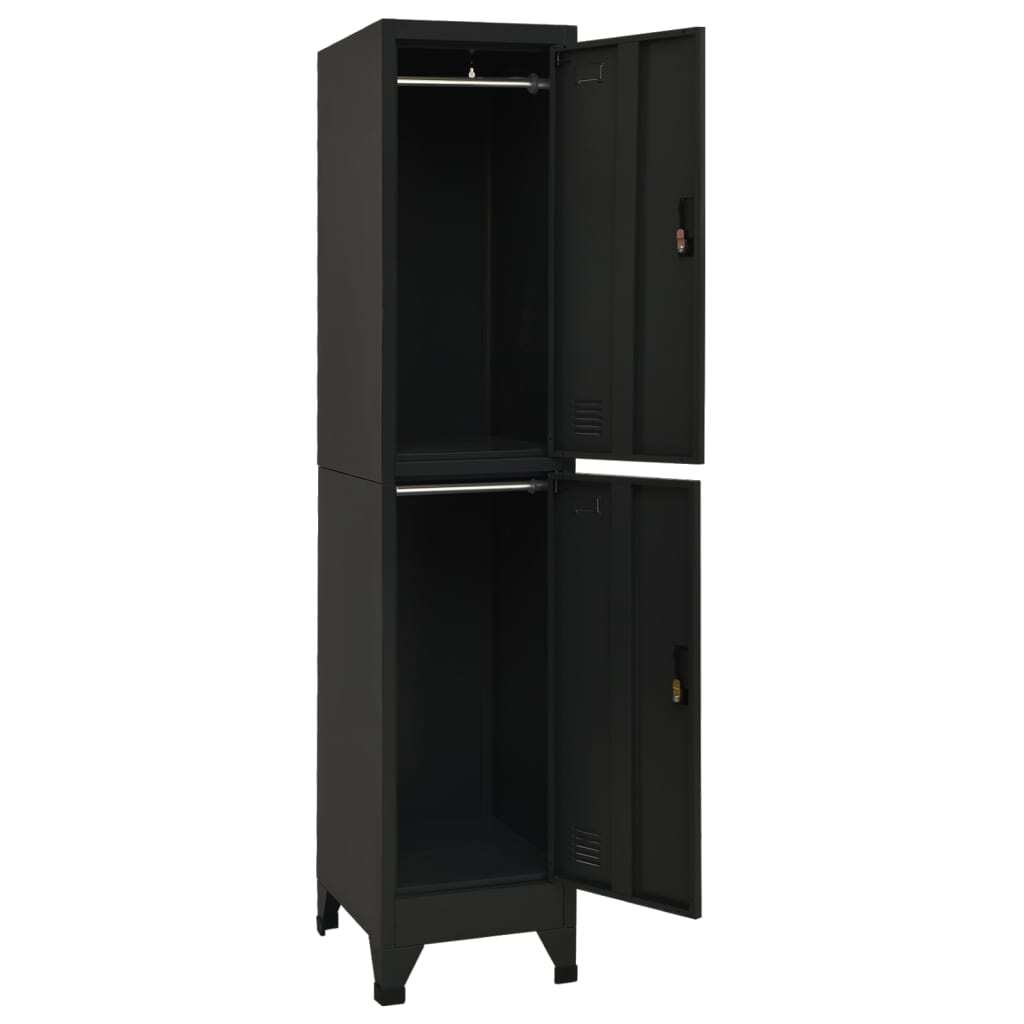 Locker Cabinet Black 15"x17.7"x70.9" Steel