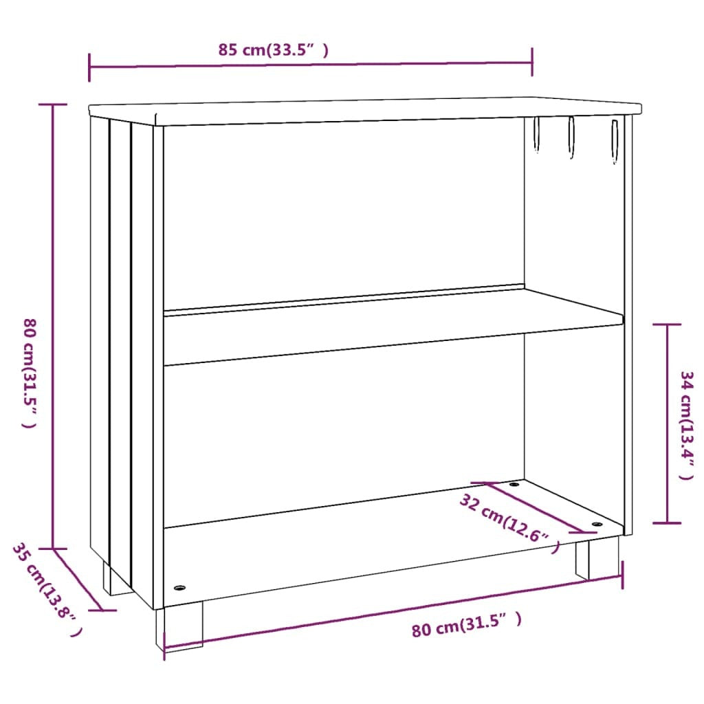 Sideboard HAMAR White 33.5"x13.8"x31.5" Solid Wood Pine