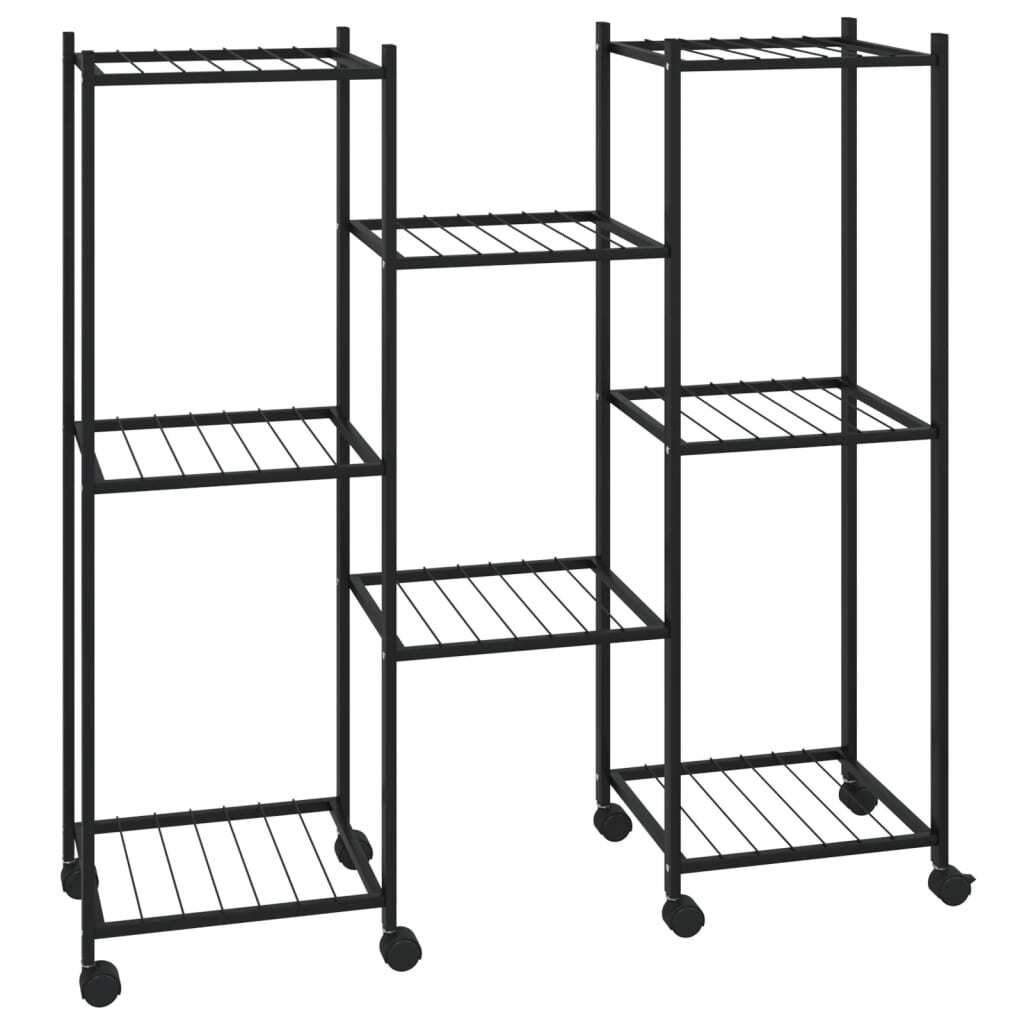 Flower Stand with Wheels 32.7"x9.8"x32.9" Black Iron