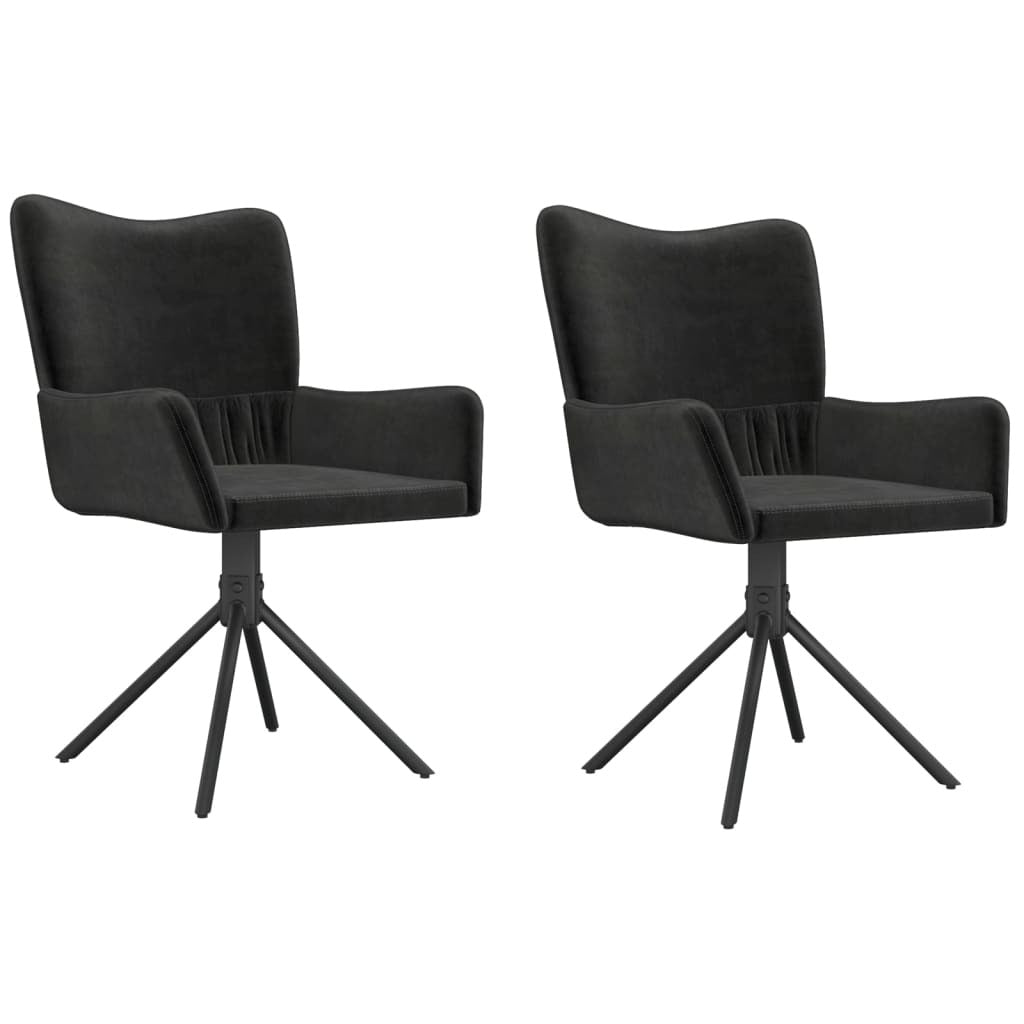 Swivel Dining Chairs 2 pcs Black Velvet