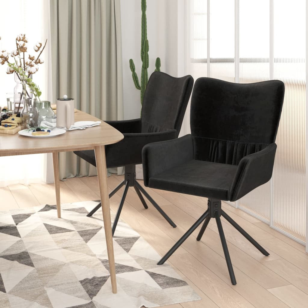 Swivel Dining Chairs 2 pcs Black Velvet