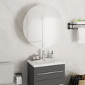 Bathroom Cabinet with Round Mirror&LED White 18.5"x18.5"x6.9