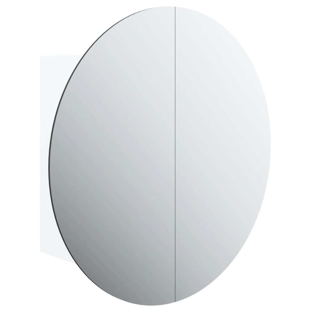 Bathroom Cabinet with Round Mirror&LED White 18.5"x18.5"x6.9