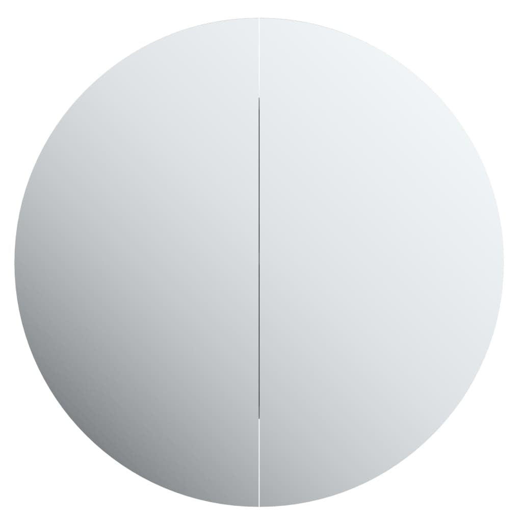Bathroom Cabinet with Round Mirror&LED White 18.5"x18.5"x6.9