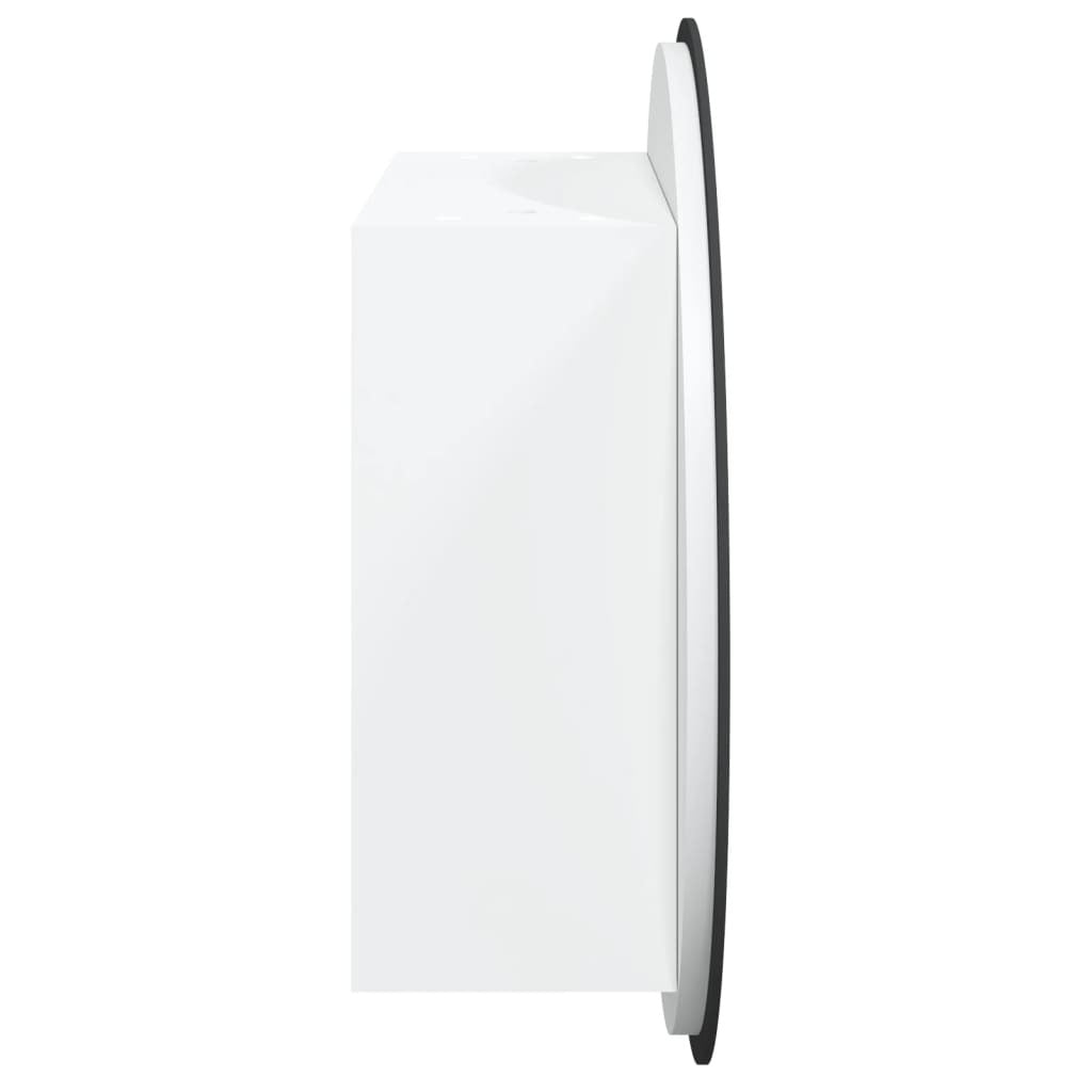 Bathroom Cabinet with Round Mirror&LED White 18.5"x18.5"x6.9