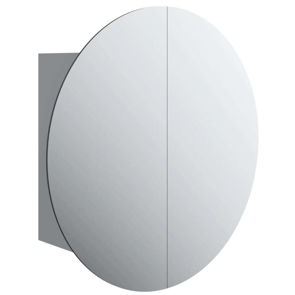 Bathroom Cabinet with Round Mirror&LED Gray 18.5"x18.5"x6.9