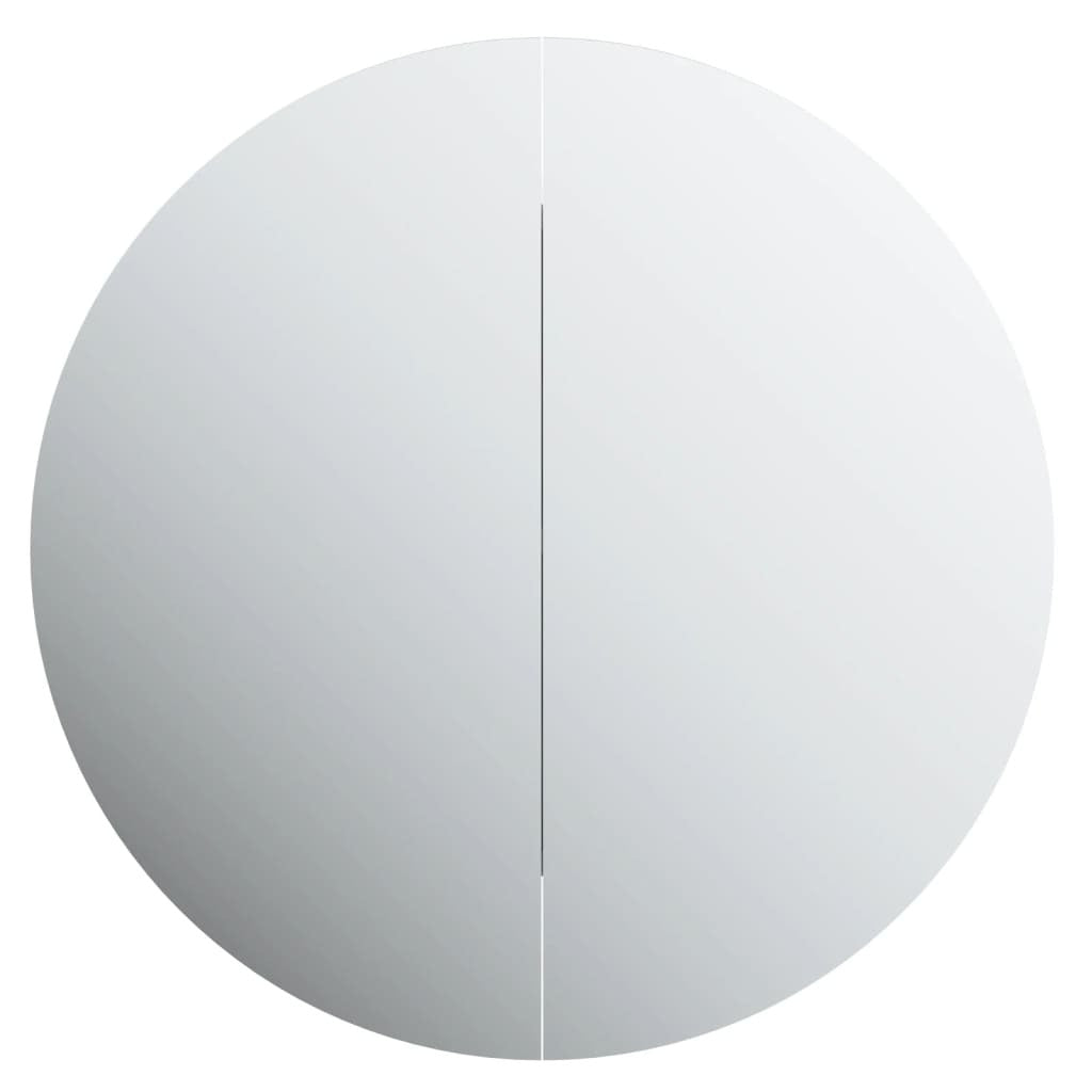 Bathroom Cabinet with Round Mirror&LED Gray 18.5"x18.5"x6.9