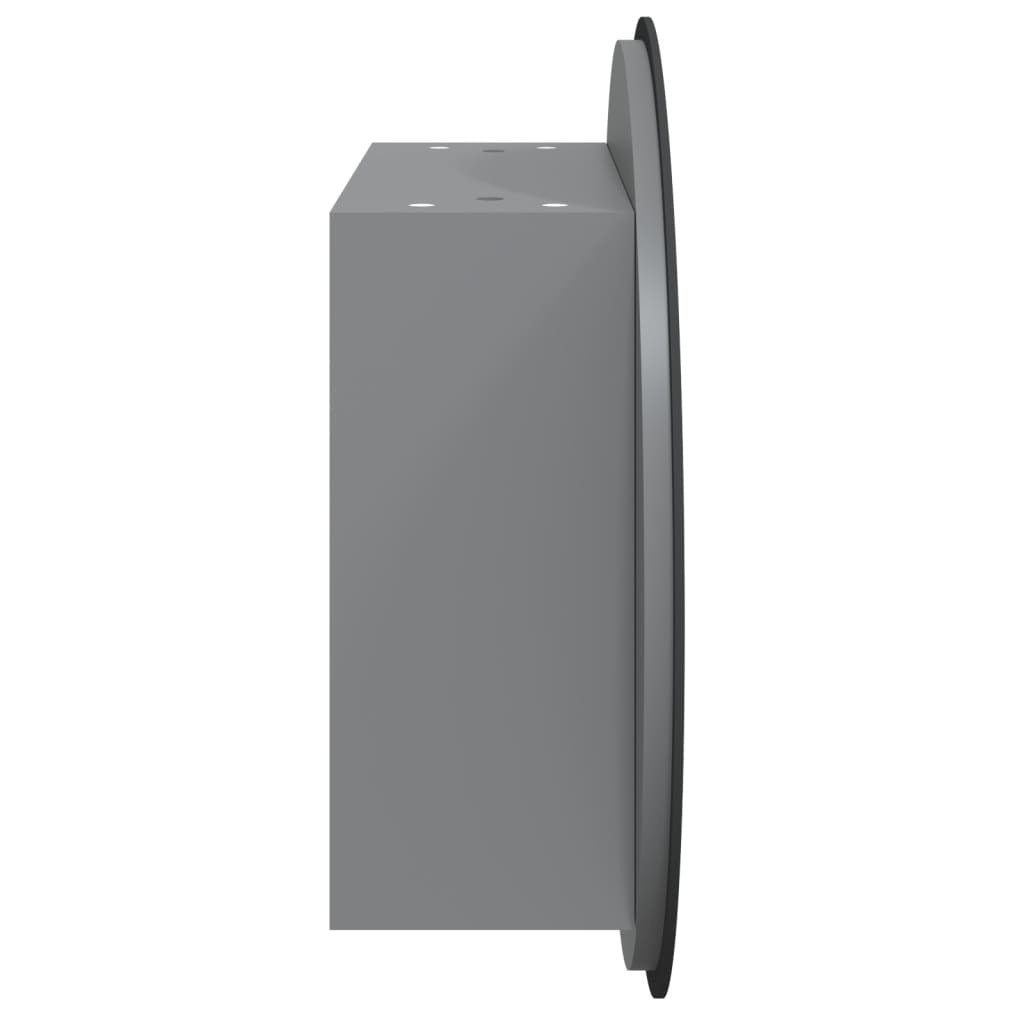 Bathroom Cabinet with Round Mirror&LED Gray 18.5"x18.5"x6.9