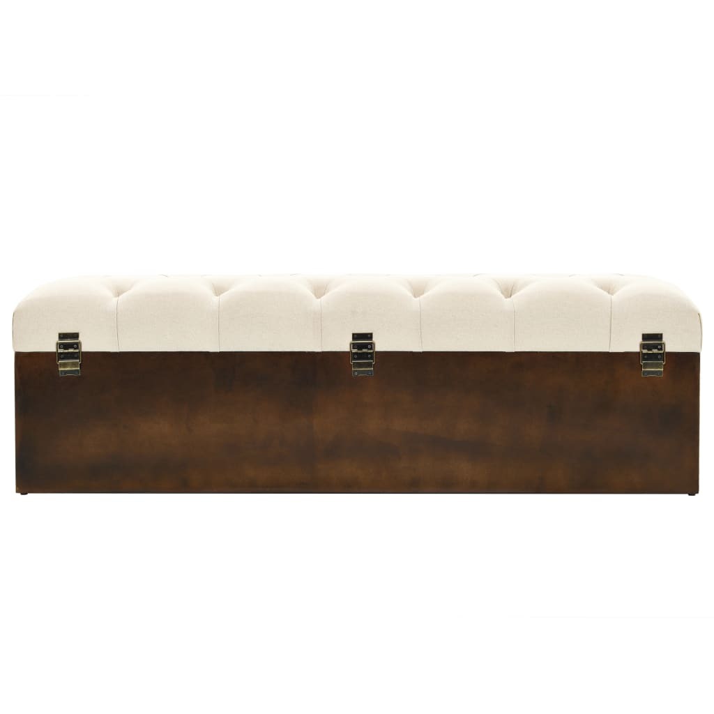 Storage Bench 43.3" Cream Solid Wood Fir