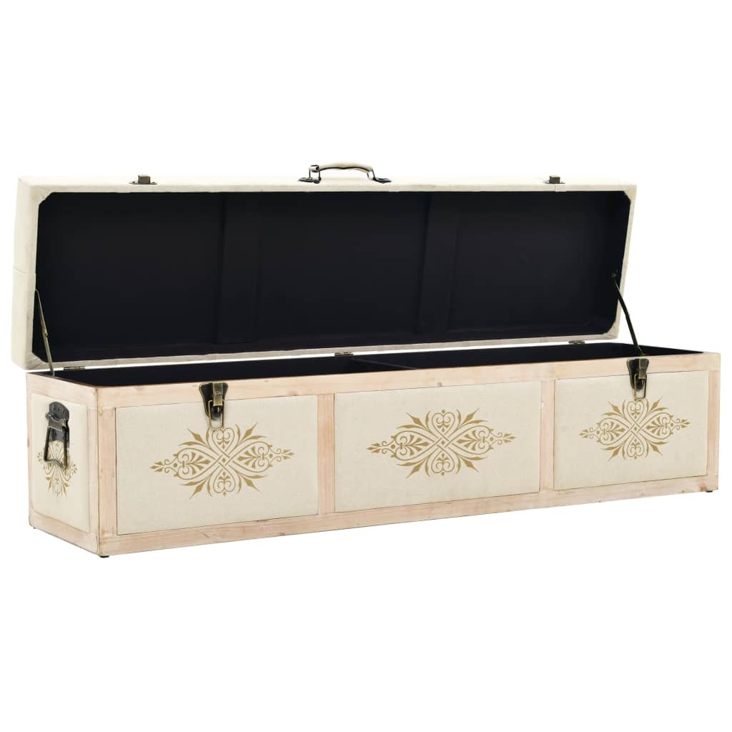 Storage Bench 43.3" Cream Solid Wood Fir