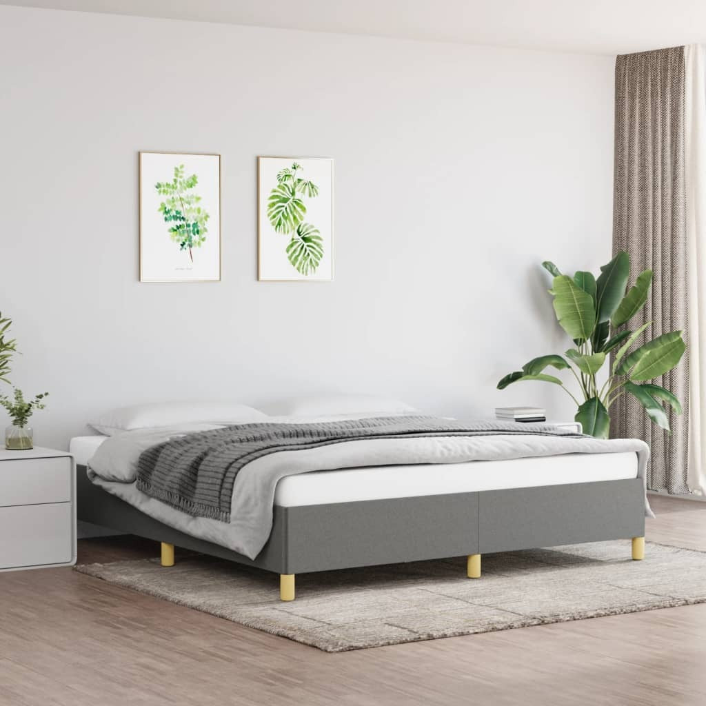 Bed Frame without Mattress Dark Gray 76"x79.9" King Fabric