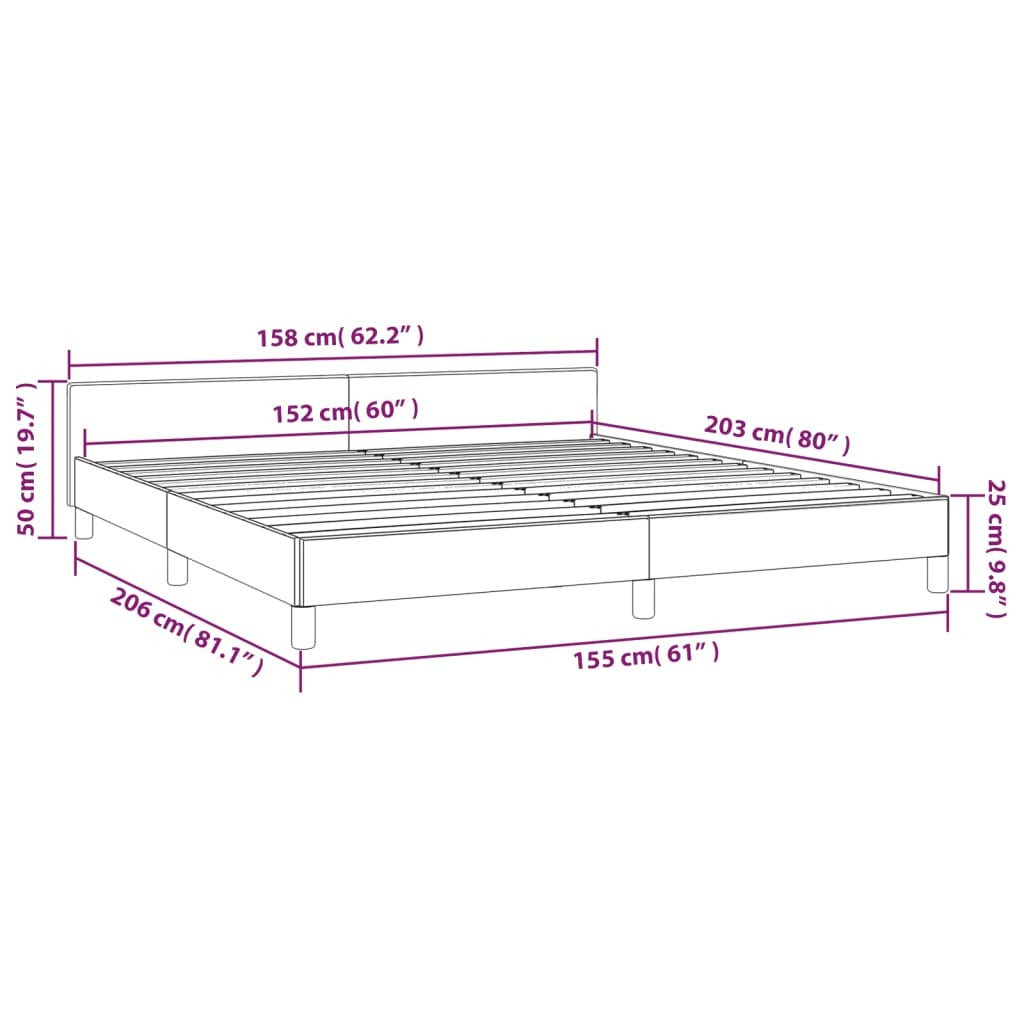 Bed Frame without Mattress Light Gray Queen Fabric