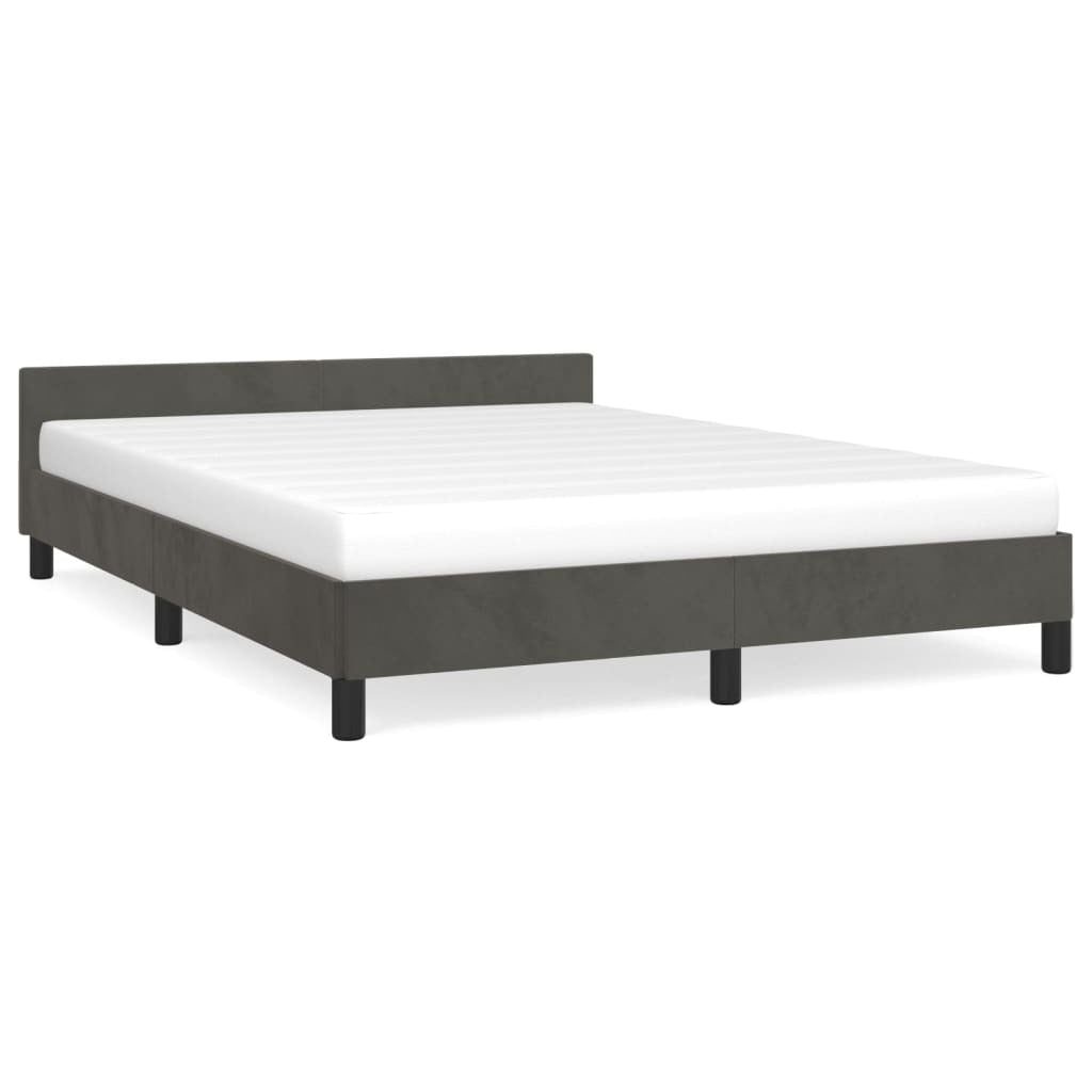 Bed Frame without Mattress Dark Gray Full Velvet