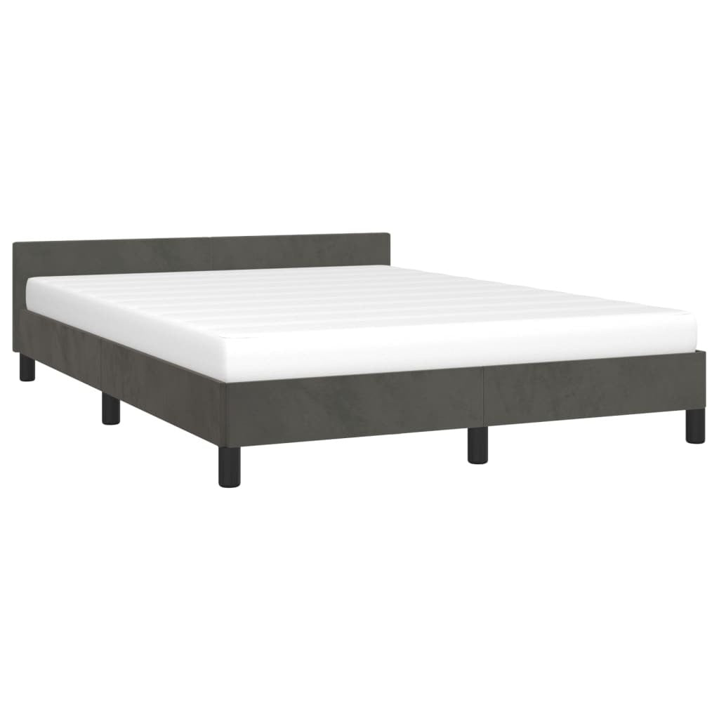 Bed Frame without Mattress Dark Gray Full Velvet