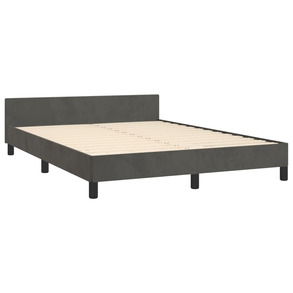 Bed Frame without Mattress Dark Gray Full Velvet
