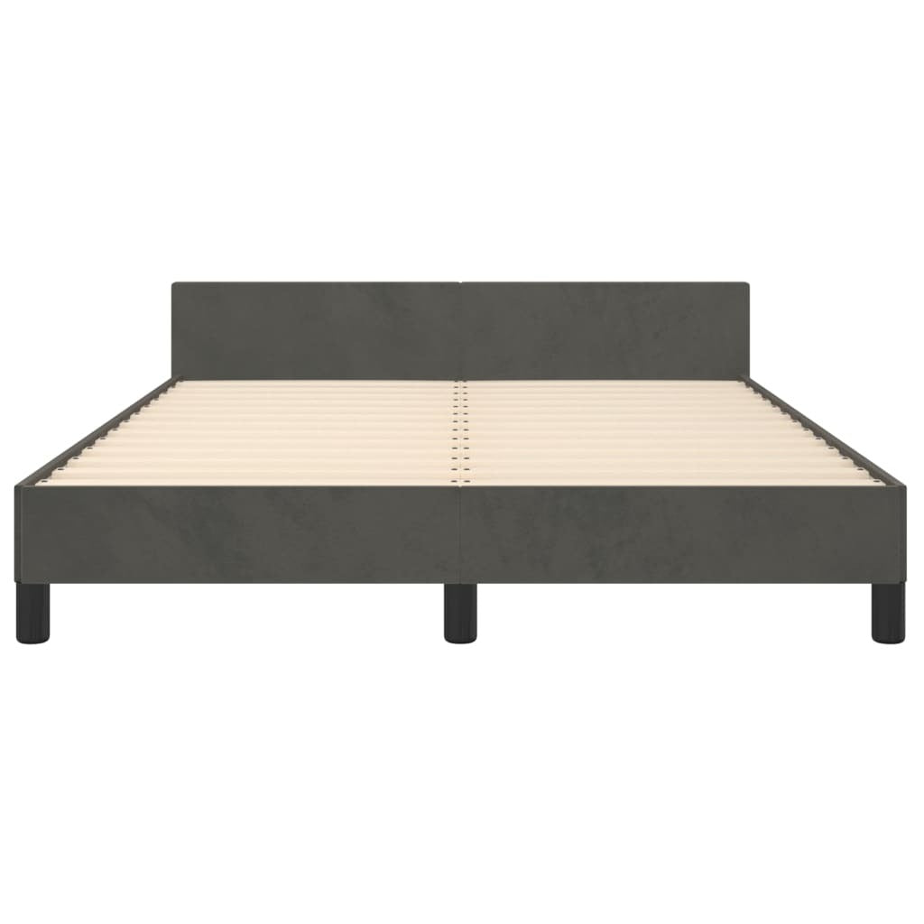 Bed Frame without Mattress Dark Gray Full Velvet