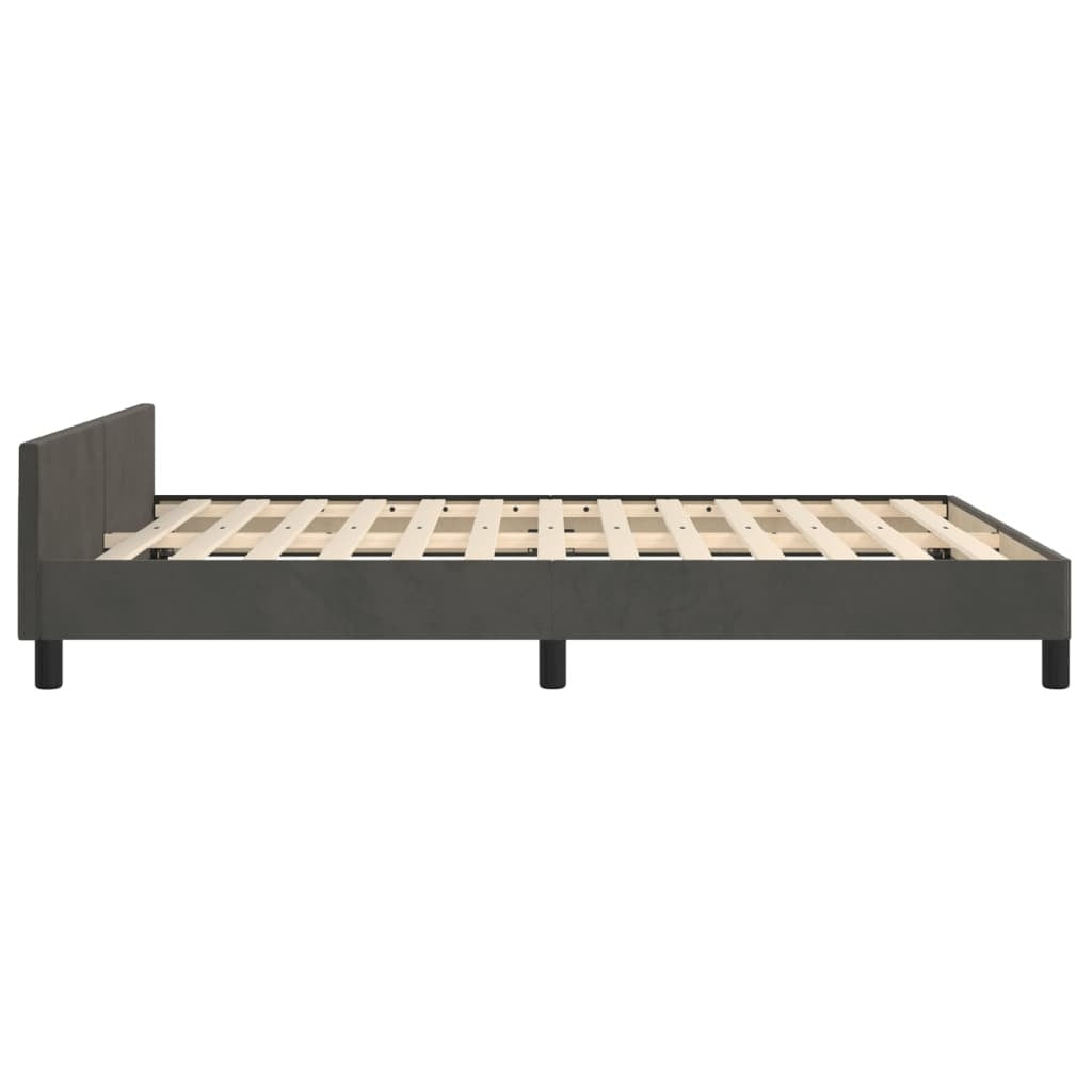 Bed Frame without Mattress Dark Gray Full Velvet