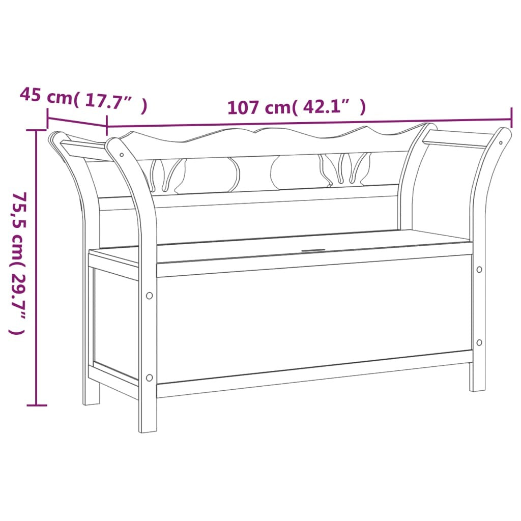 Bench White 42.1"x17.7"x29.7" Solid Wood Fir