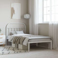 Metal Bed Frame without Mattress with Headboard White 39.4"x78.7