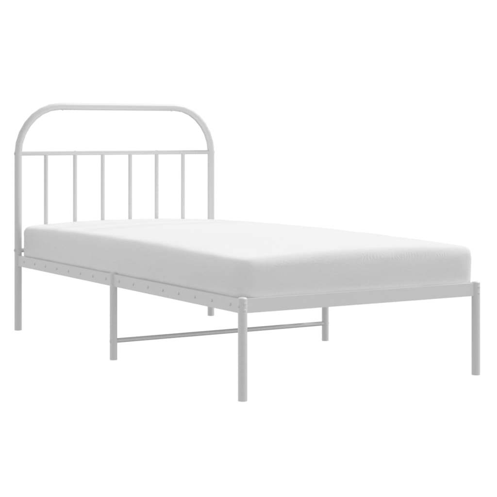 Metal Bed Frame without Mattress with Headboard White 39.4"x78.7