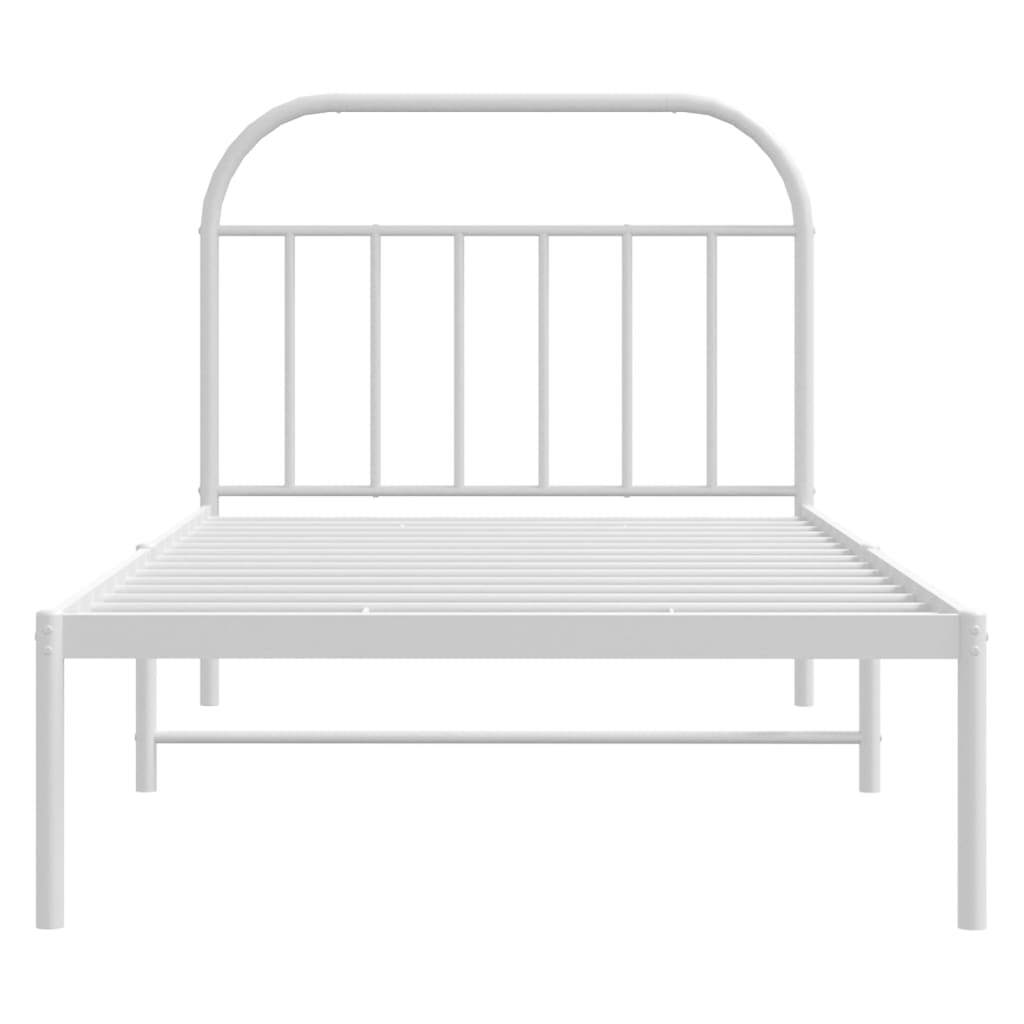 Metal Bed Frame without Mattress with Headboard White 39.4"x78.7