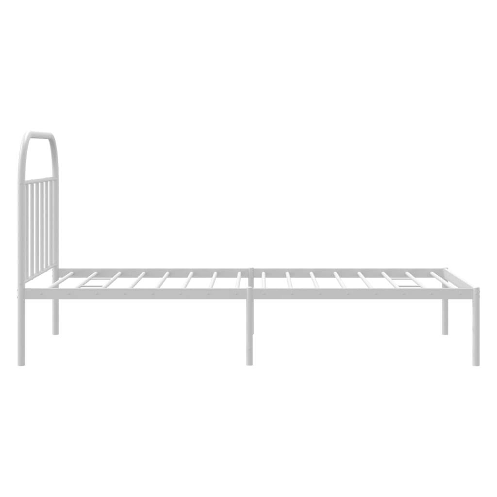 Metal Bed Frame without Mattress with Headboard White 39.4"x78.7