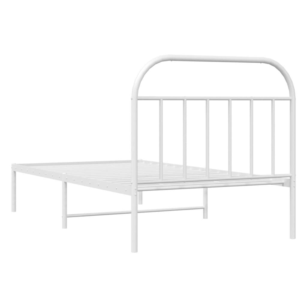 Metal Bed Frame without Mattress with Headboard White 39.4"x78.7