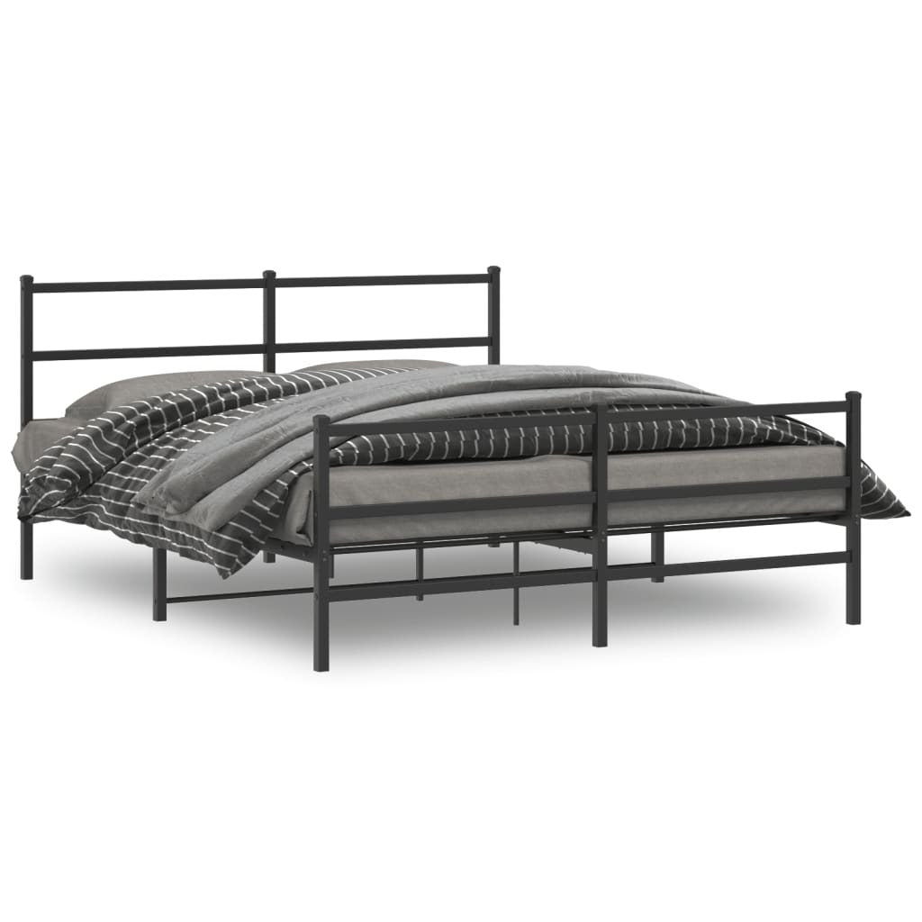 Metal Bed Frame without Mattress with Footboard?Black 59.1"x78.7