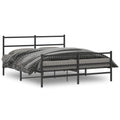 Metal Bed Frame without Mattress with Footboard?Black 59.1"x78.7