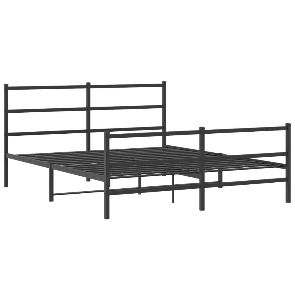Metal Bed Frame without Mattress with Footboard?Black 59.1"x78.7