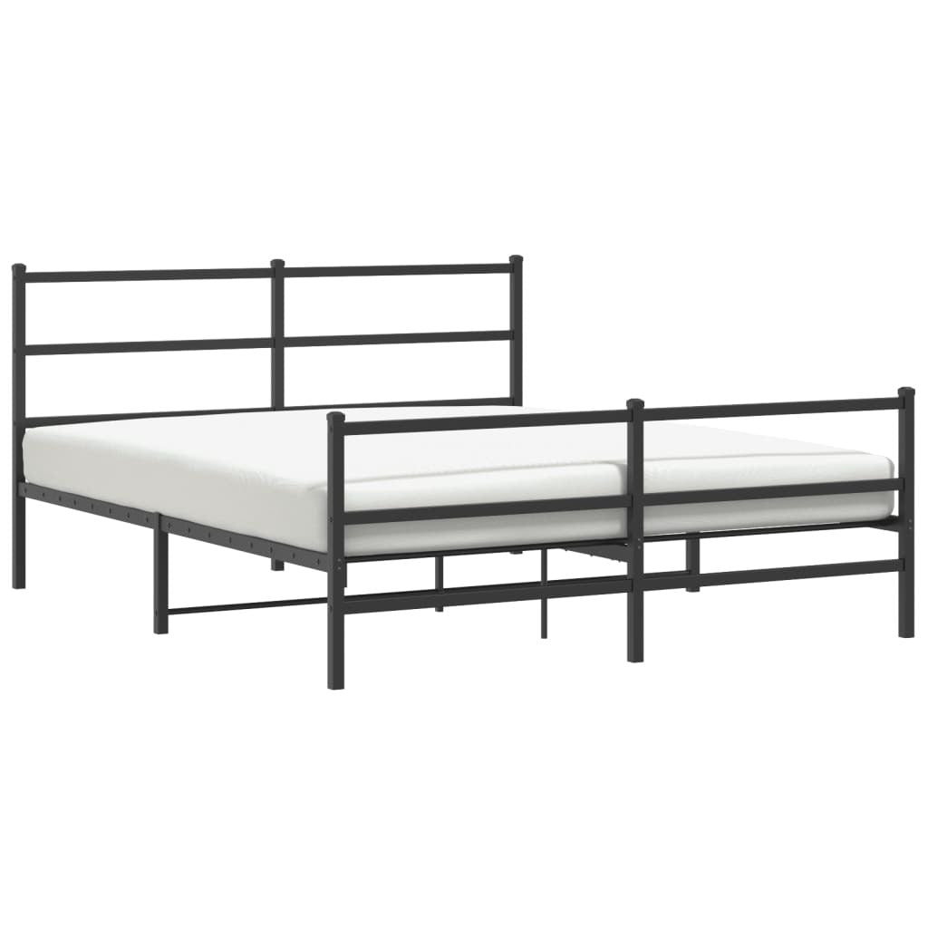 Metal Bed Frame without Mattress with Footboard?Black 59.1"x78.7
