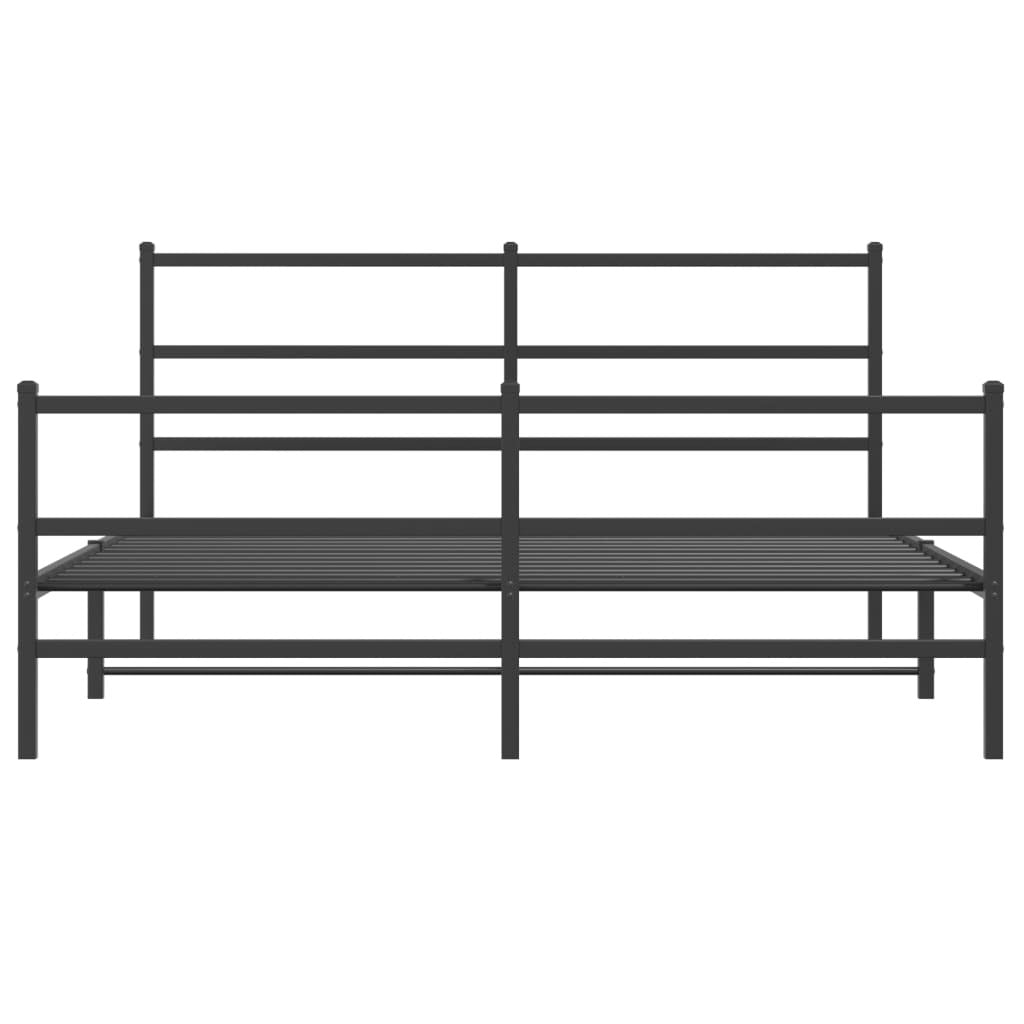 Metal Bed Frame without Mattress with Footboard?Black 59.1"x78.7