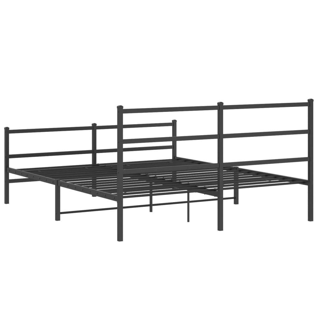 Metal Bed Frame without Mattress with Footboard?Black 59.1"x78.7
