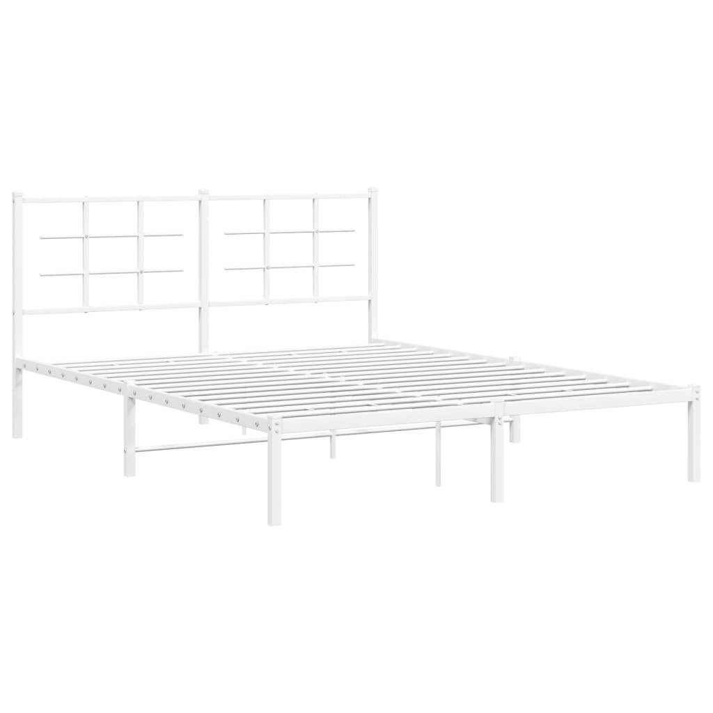 Metal Bed Frame without Mattress with Headboard White 59.1"x78.7
