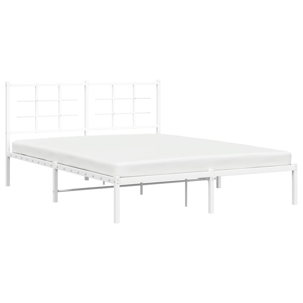 Metal Bed Frame without Mattress with Headboard White 59.1"x78.7