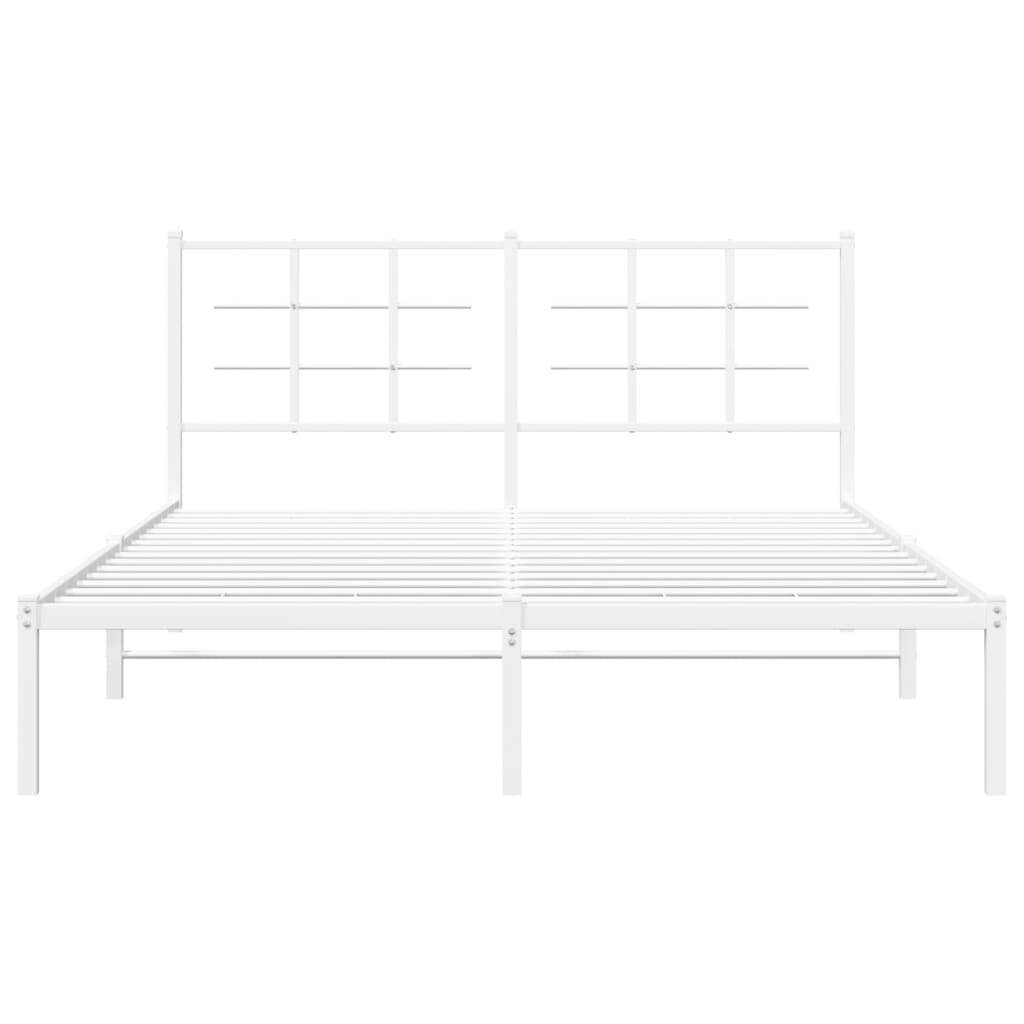 Metal Bed Frame without Mattress with Headboard White 59.1"x78.7
