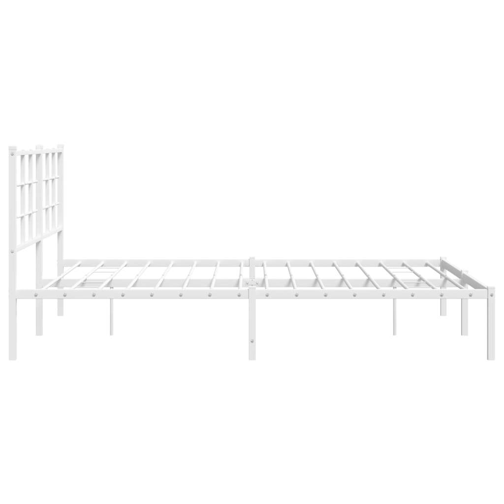 Metal Bed Frame without Mattress with Headboard White 59.1"x78.7