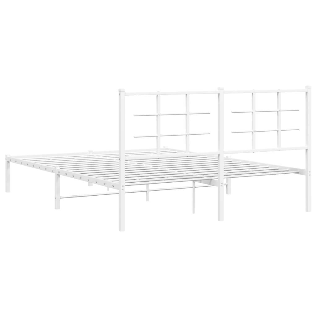 Metal Bed Frame without Mattress with Headboard White 59.1"x78.7