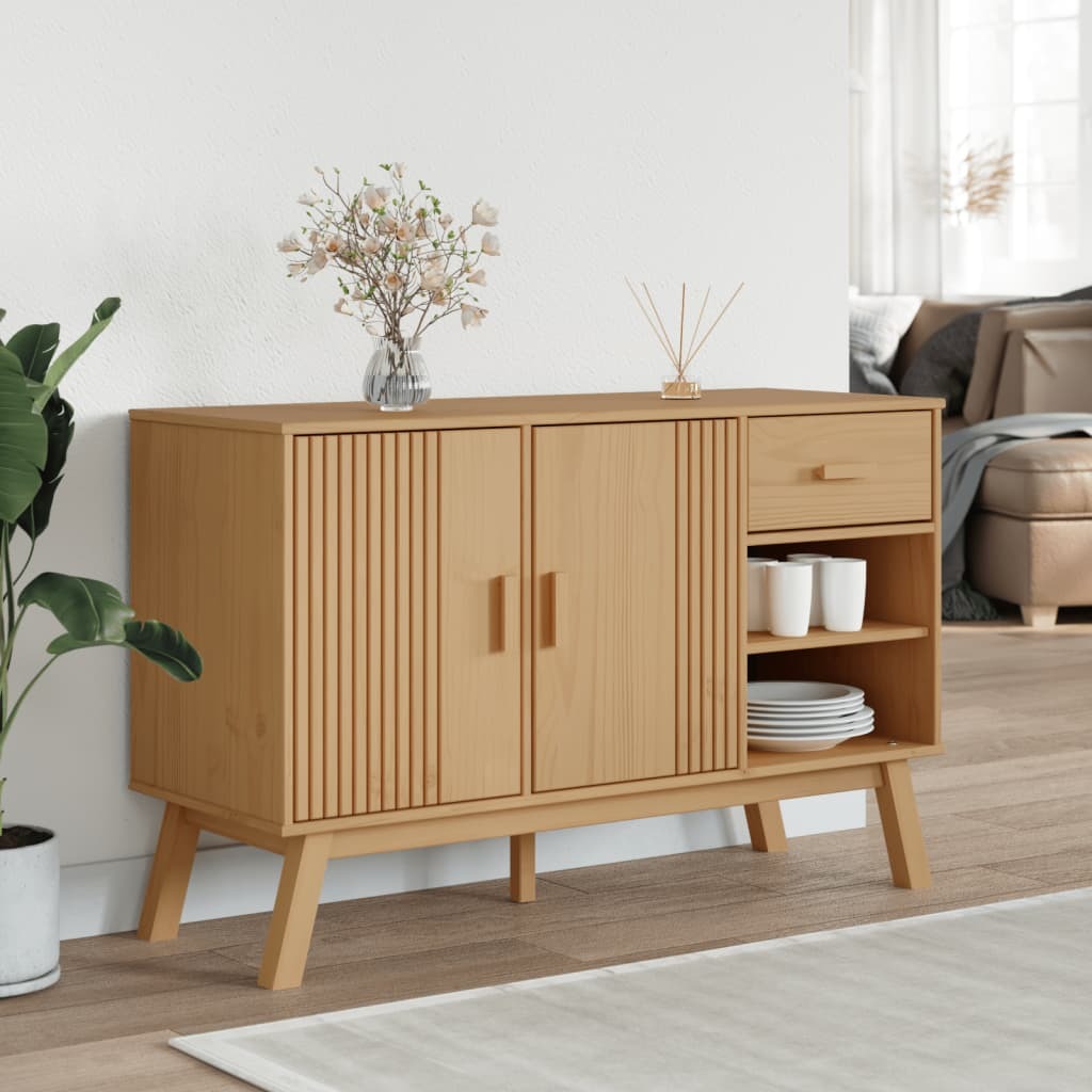 Sideboard OLDEN Brown 44.9"x16.9"x28.9" Solid Wood Pine