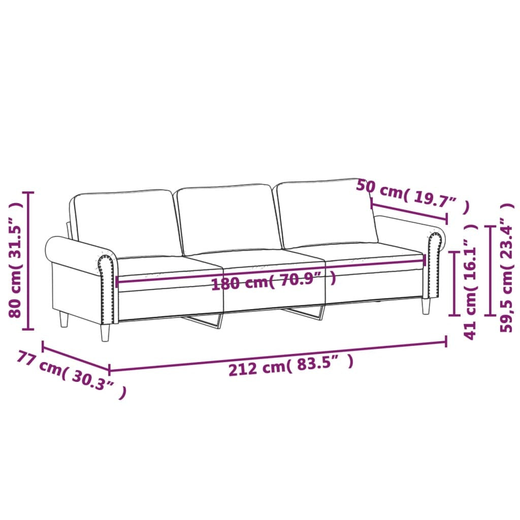 3-Seater Sofa Dark Gray 70.9" Velvet