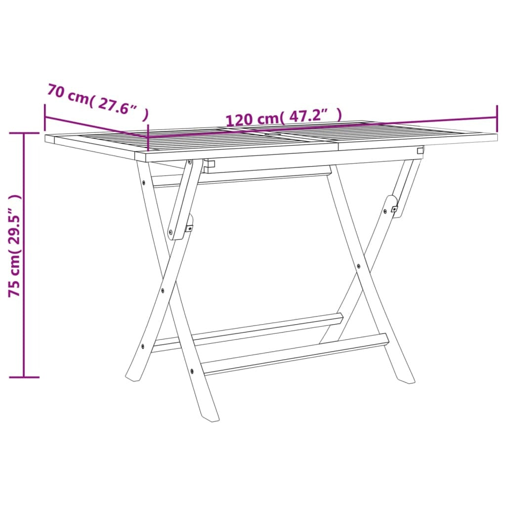 Folding Patio Table Gray 47.2"x27.6"x29.5" Solid Wood Teak