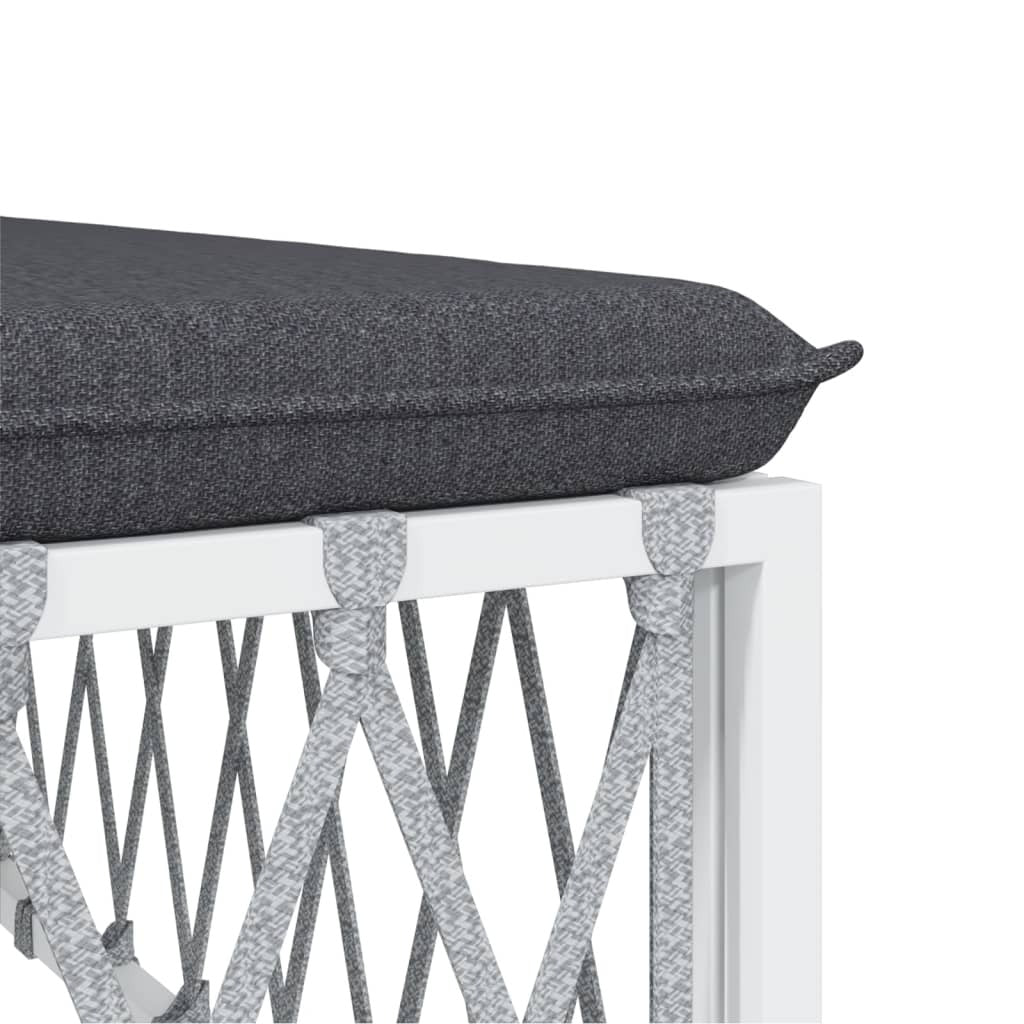 Patio Footstool with Cushion White Woven Fabric