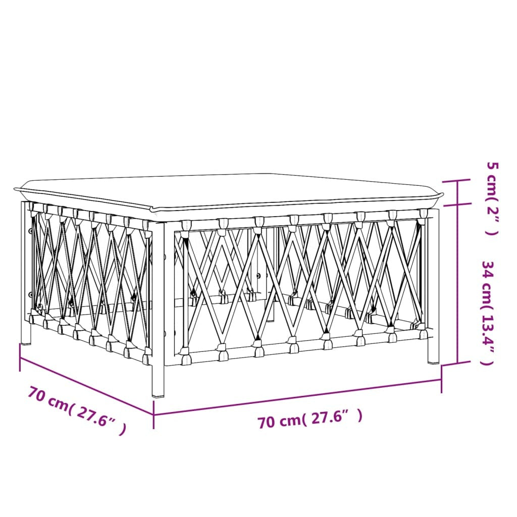 Patio Footstool with Cushion White Woven Fabric
