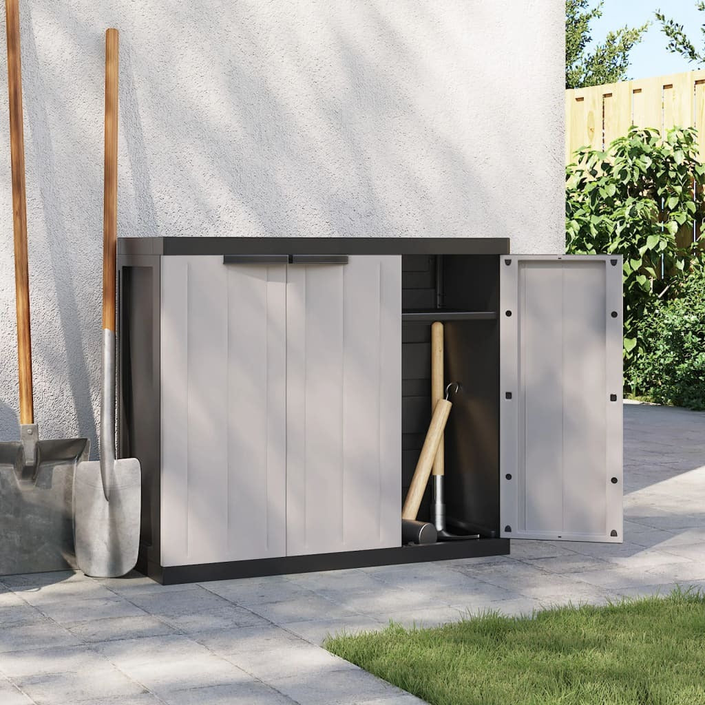 Outdoor Storage Cabinet Gray and Black 38.2"x14.6"x33.5" PP