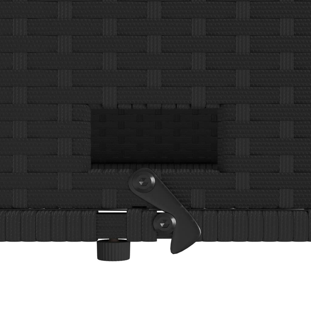 Patio Sofa with Cushions 2-Seater Black Poly Rattan&Acacia Wood