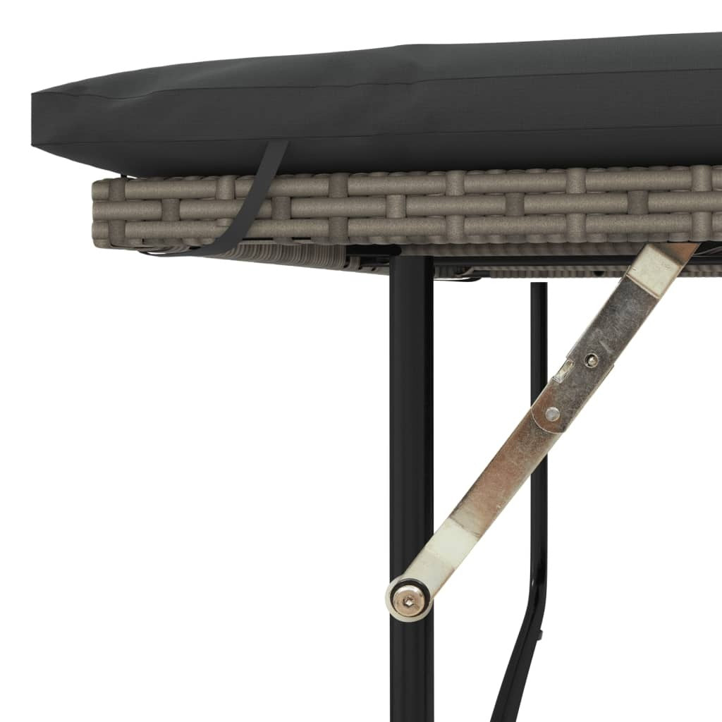 Patio Sofa with Cushions 2-Seater Gray Poly Rattan&Acacia Wood