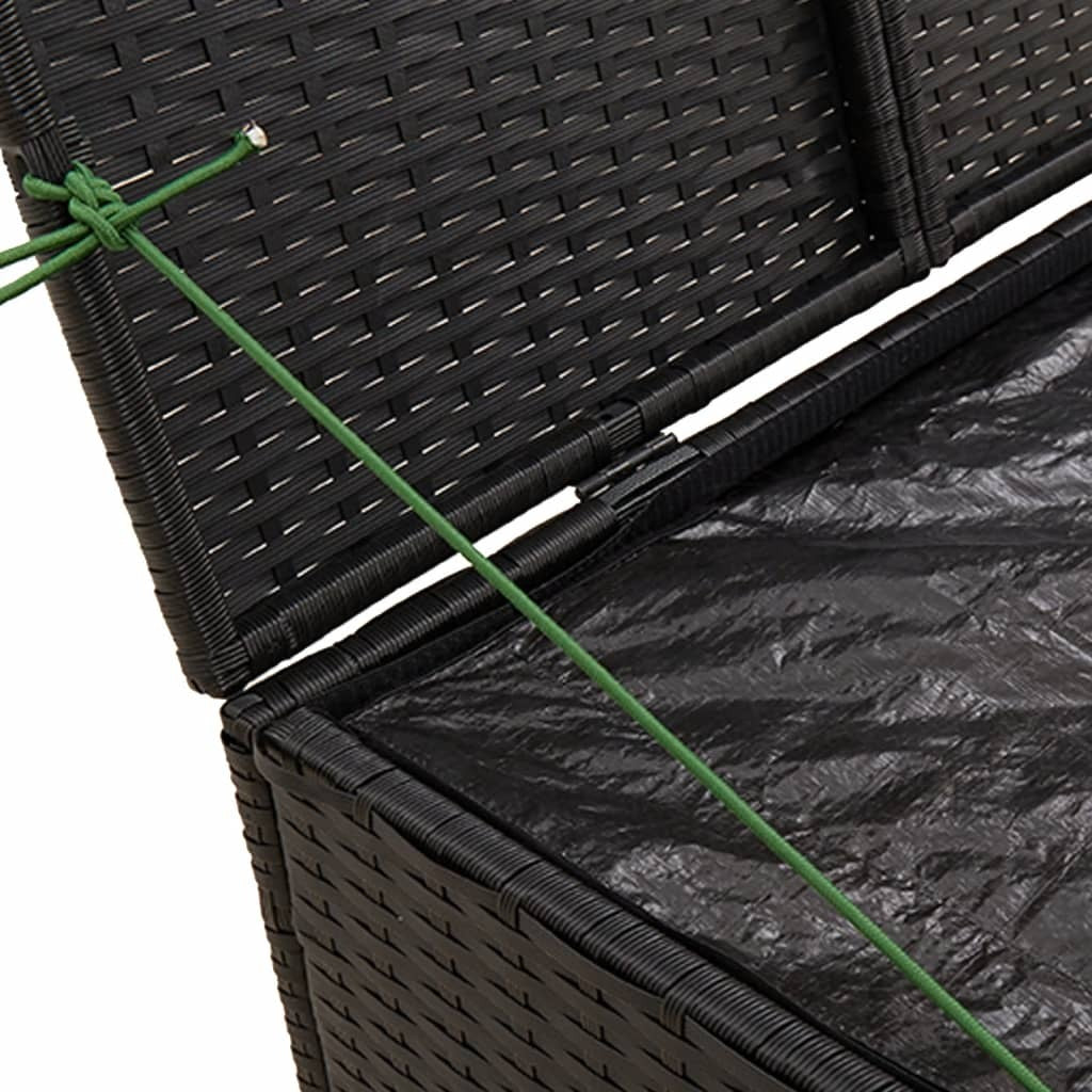 Garden Storage Box Black 76.9 Gal Poly Rattan