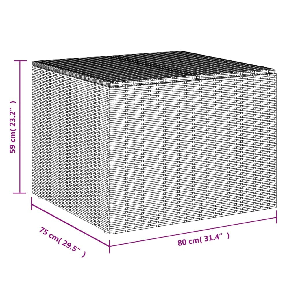 Garden Storage Box Gray 76.9 Gal Poly Rattan