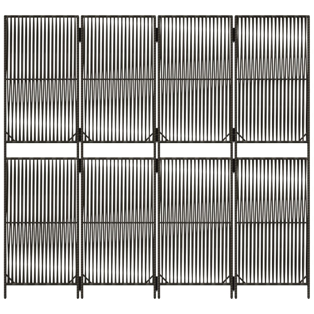 Room Divider 4 Panels Gray Poly Rattan